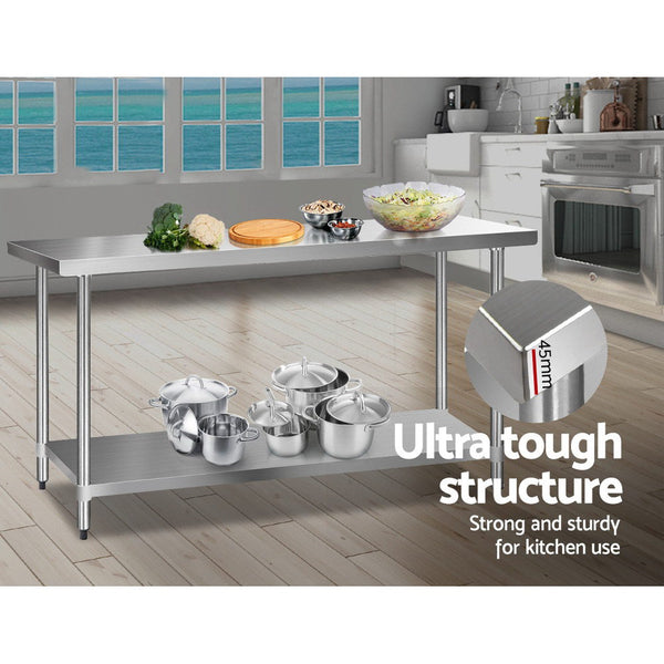 Cefito 610 x 1829mm Commercial Stainless Steel Kitchen Bench Cefito