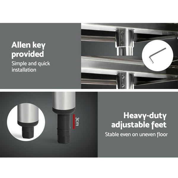 Cefito 610 x 1829mm Commercial Stainless Steel Kitchen Bench Cefito