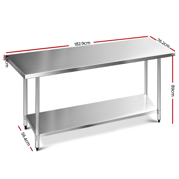 Cefito 1829 x 762mm Commercial Stainless Steel Kitchen Bench freeshipping - Awezingly