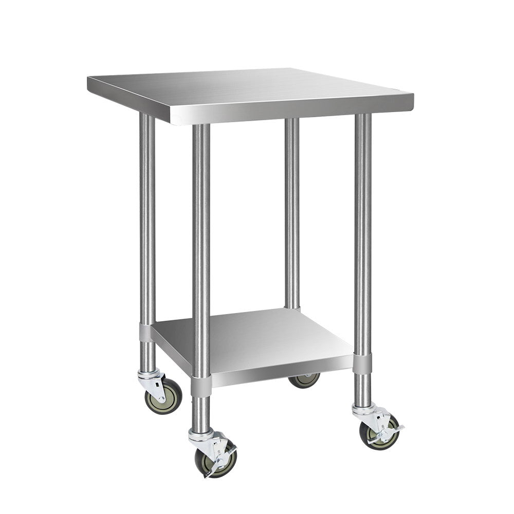 Cefito 762 x 762mm Commercial Stainless Steel Kitchen Bench with 4pcs Castor Wheels freeshipping - Awezingly
