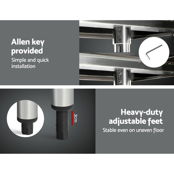 Cefito 762 x 762mm Commercial Stainless Steel Kitchen Bench with 4pcs Castor Wheels freeshipping - Awezingly