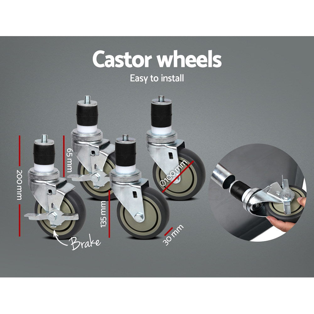 Cefito 762 x 762mm Commercial Stainless Steel Kitchen Bench with 4pcs Castor Wheels freeshipping - Awezingly