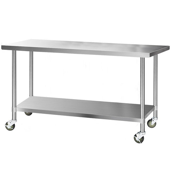 Cefito 1829 x 762mm Commercial Stainless Steel Kitchen Bench with 4pcs Castor Wheels freeshipping - Awezingly