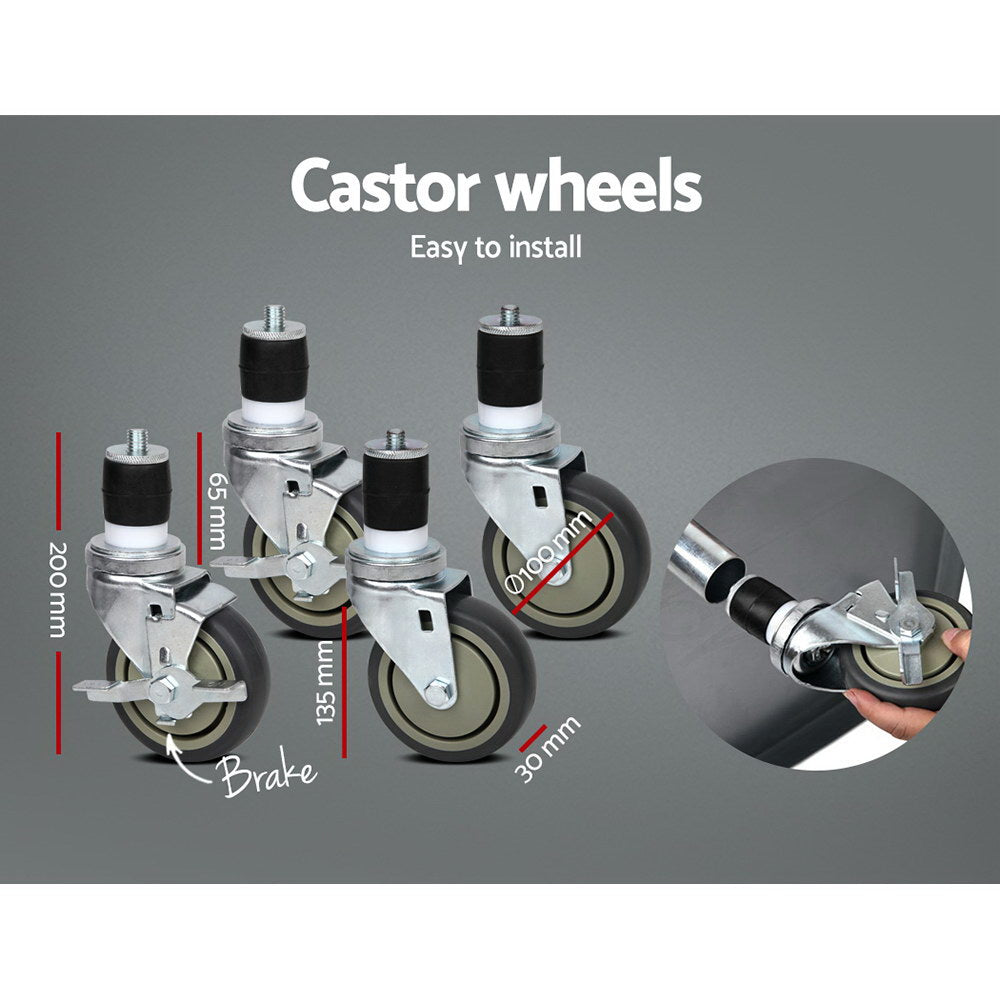 Cefito 1829 x 762mm Commercial Stainless Steel Kitchen Bench with 4pcs Castor Wheels freeshipping - Awezingly