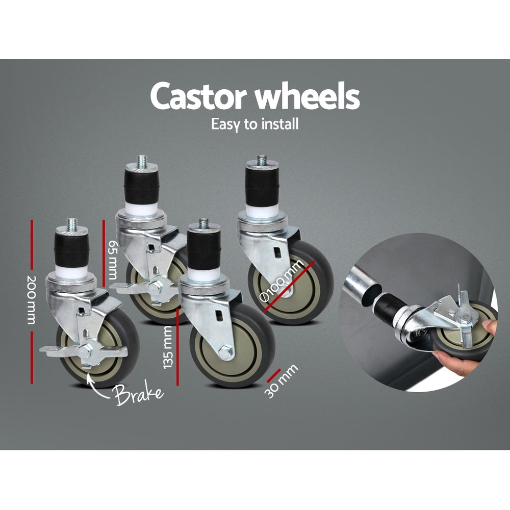 Cefito 430 Stainless Steel Kitchen Benches Work Bench Food Prep Table with Wheels 610MM x 610MM Does not apply