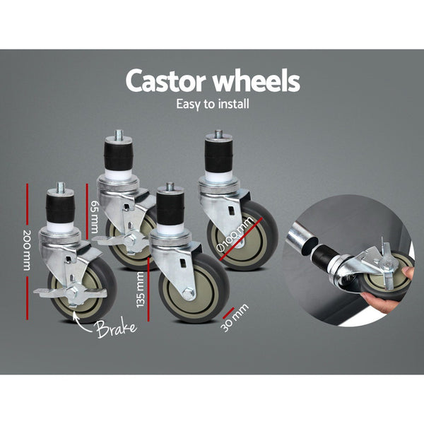 Cefito 430 Stainless Steel Kitchen Benches Work Bench Food Prep Table with Wheels 1219MM x 610MM freeshipping - Awezingly