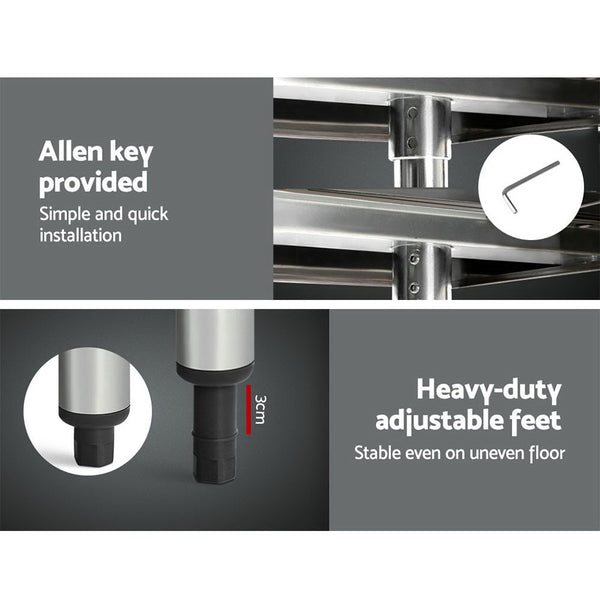 Cefito 430 Stainless Steel Kitchen Benches Work Bench Food Prep Table with Wheels 1219MM x 610MM freeshipping - Awezingly