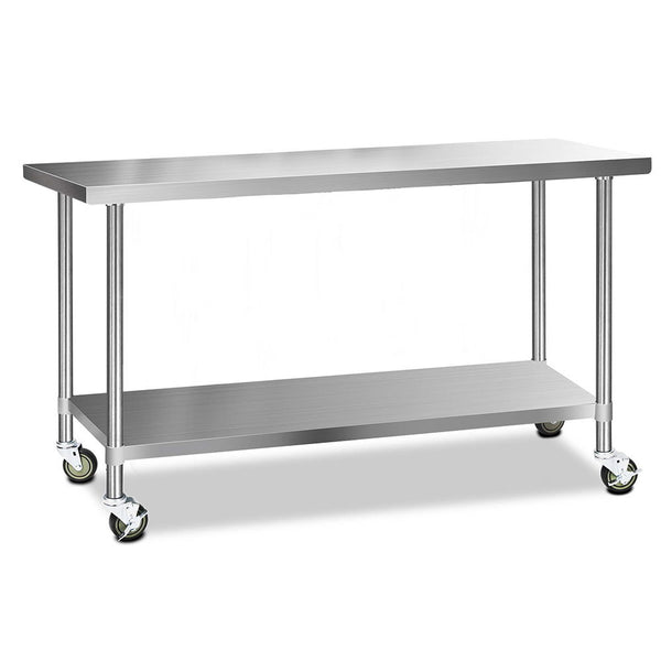 Cefito 430 Stainless Steel Kitchen Benches Work Bench Food Prep Table with Wheels 1829MM x 610MM freeshipping - Awezingly