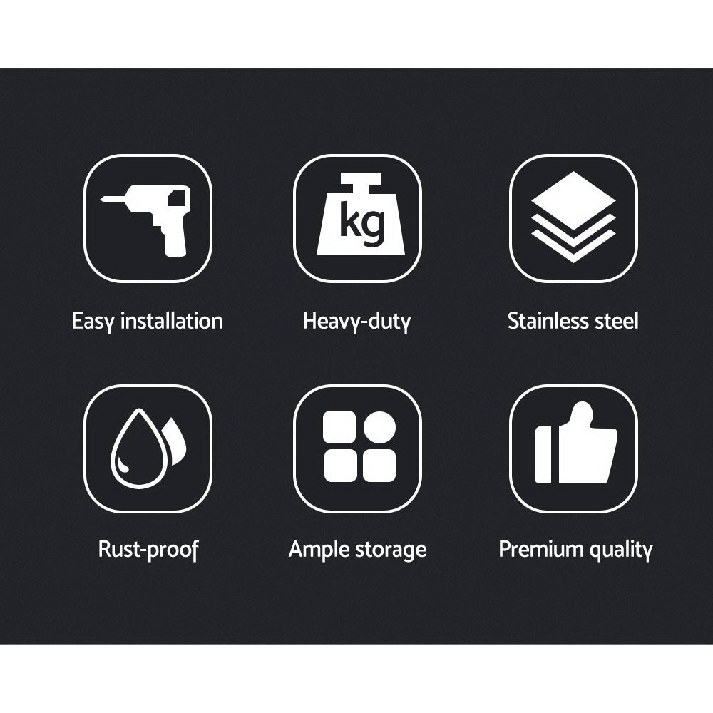 Cefito 1200mm Stainless Steel Wall Shelf Kitchen Shelves Rack Mounted Display Shelving Cefito