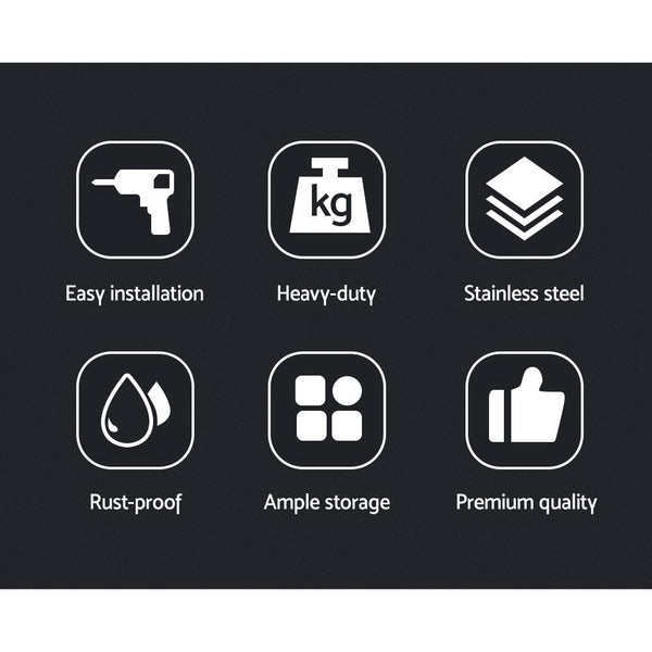 Cefito 1200mm Stainless Steel Wall Shelf Kitchen Shelves Rack Mounted Display Shelving Cefito