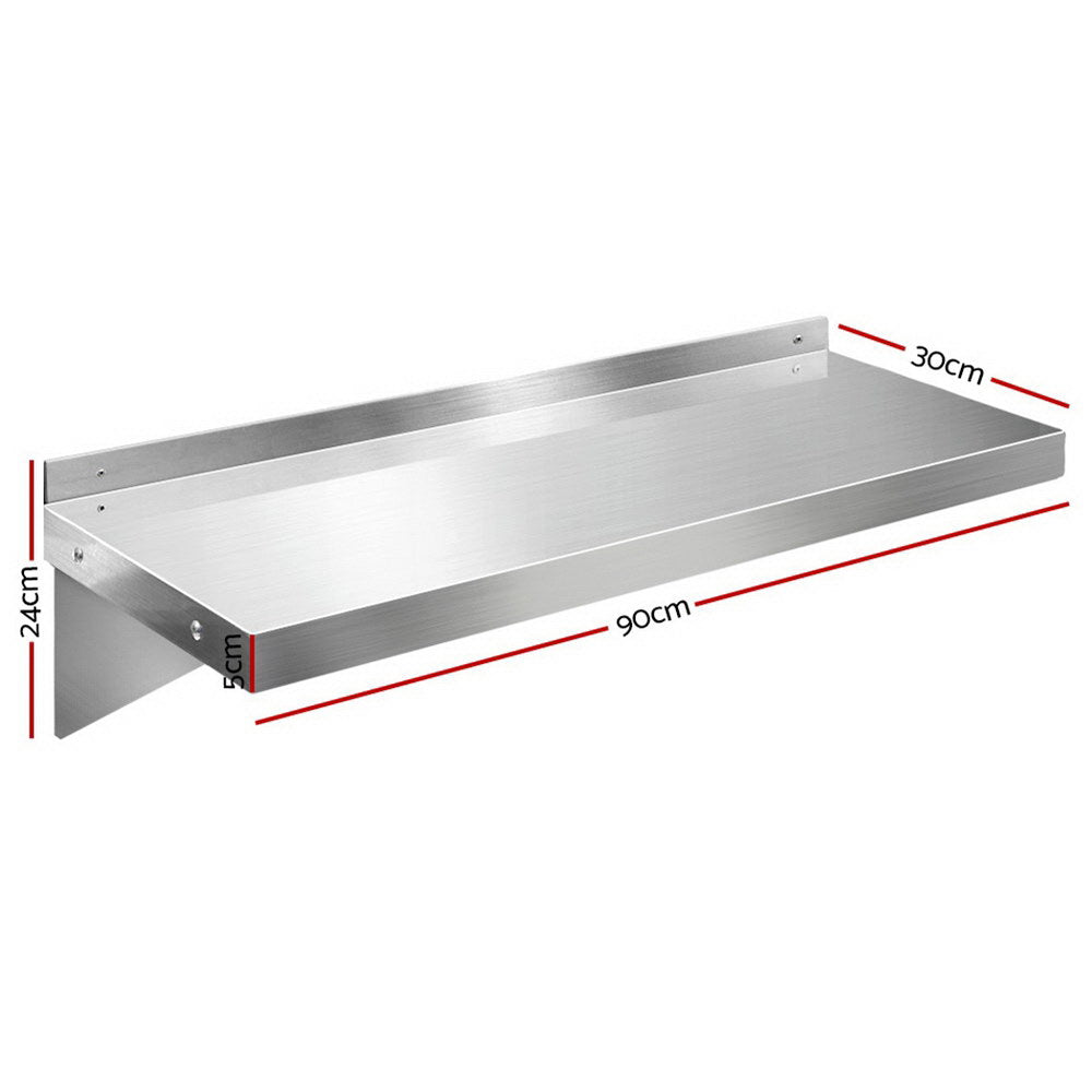 Stainless Steel Wall Shelf Kitchen Shelves Rack Mounted Display Shelving 900mm freeshipping - Awezingly