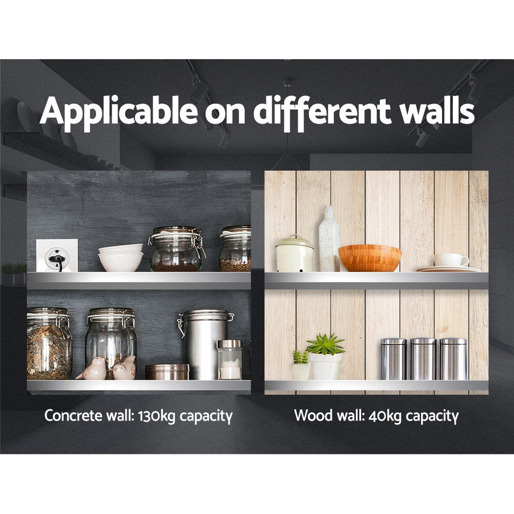 Stainless Steel Wall Shelf Kitchen Shelves Rack Mounted Display Shelving 900mm freeshipping - Awezingly