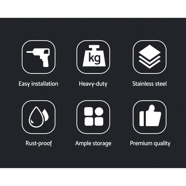 Stainless Steel Wall Shelf Kitchen Shelves Rack Mounted Display Shelving 900mm freeshipping - Awezingly