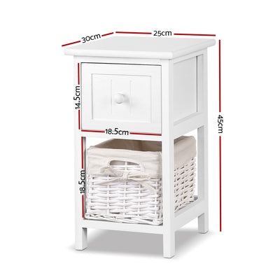 2 PCS Artiss Bedside Table - White