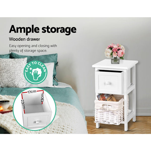 2 PCS Artiss Bedside Table - White freeshipping - Awezingly