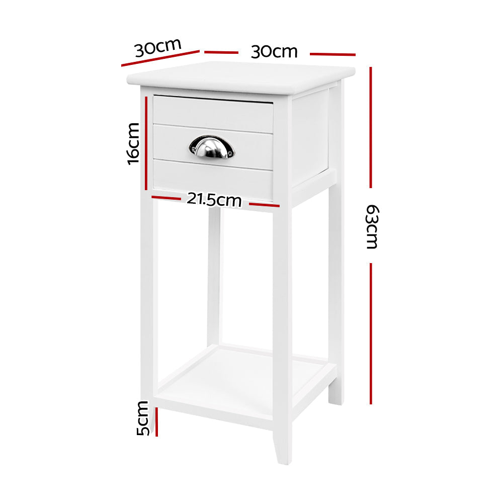 Artiss Bedside Table Nightstand Drawer Storage Cabinet Lamp Side Shelf White Artiss
