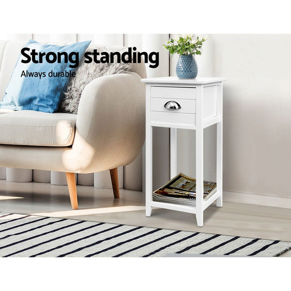 Artiss Bedside Table Nightstand Drawer Storage Cabinet Lamp Side Shelf White Artiss