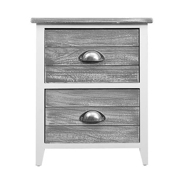Artiss 2x Bedside Table Nightstands 2 Drawers Storage Cabinet Bedroom Side Grey freeshipping - Awezingly