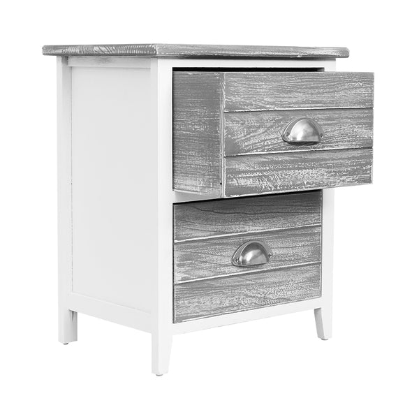 Artiss 2x Bedside Table Nightstands 2 Drawers Storage Cabinet Bedroom Side Grey freeshipping - Awezingly