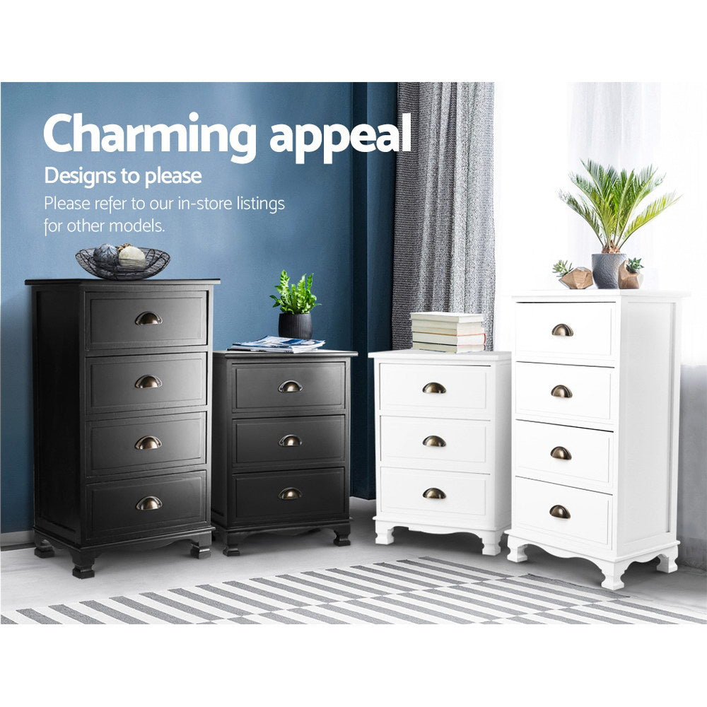 Artiss Vintage Bedside Table Chest Storage Cabinet Nightstand Black freeshipping - Awezingly