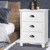 Artiss Vintage Bedside Table Chest Storage Cabinet Nightstand White