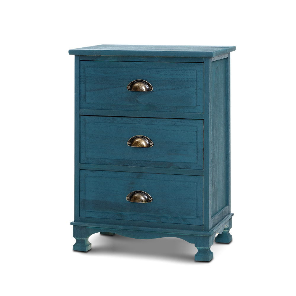 Artiss Bedside Tables Drawers Side Table Cabinet Vintage Blue Storage Nightstand freeshipping - Awezingly