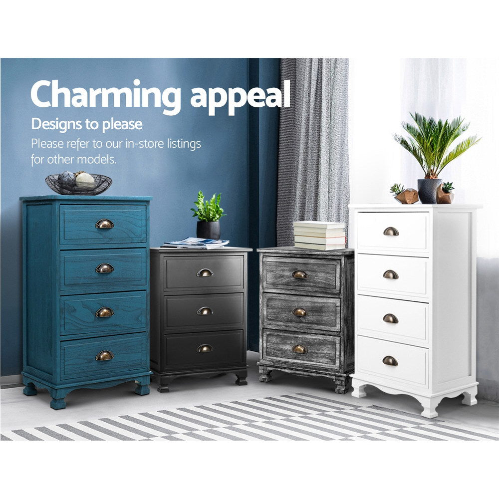 Artiss Bedside Tables Drawers Side Table Cabinet Vintage Blue Storage Nightstand freeshipping - Awezingly