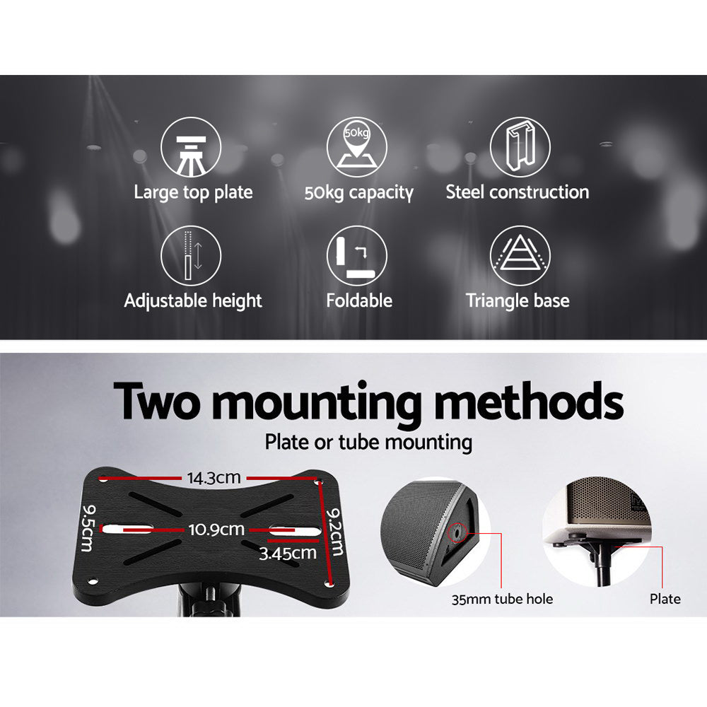 Set of 2 Adjustable 120CM Speaker Stand - Black Does not apply
