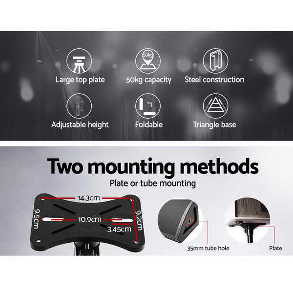 Set of 2 Adjustable 120CM Speaker Stand - Black Does not apply