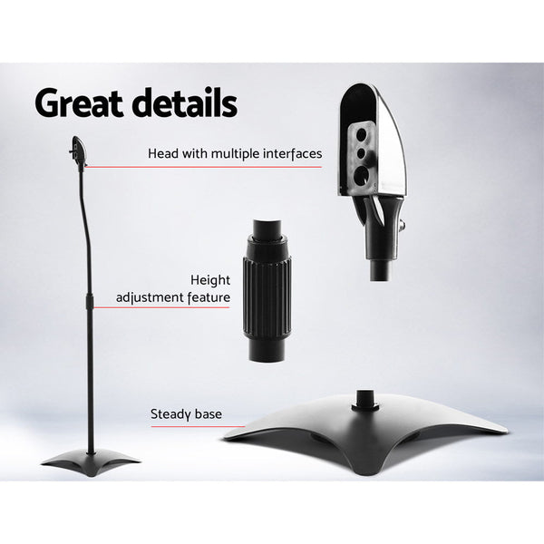Set of 2 112CM Surround Sound Speaker Stand - Black Does not apply