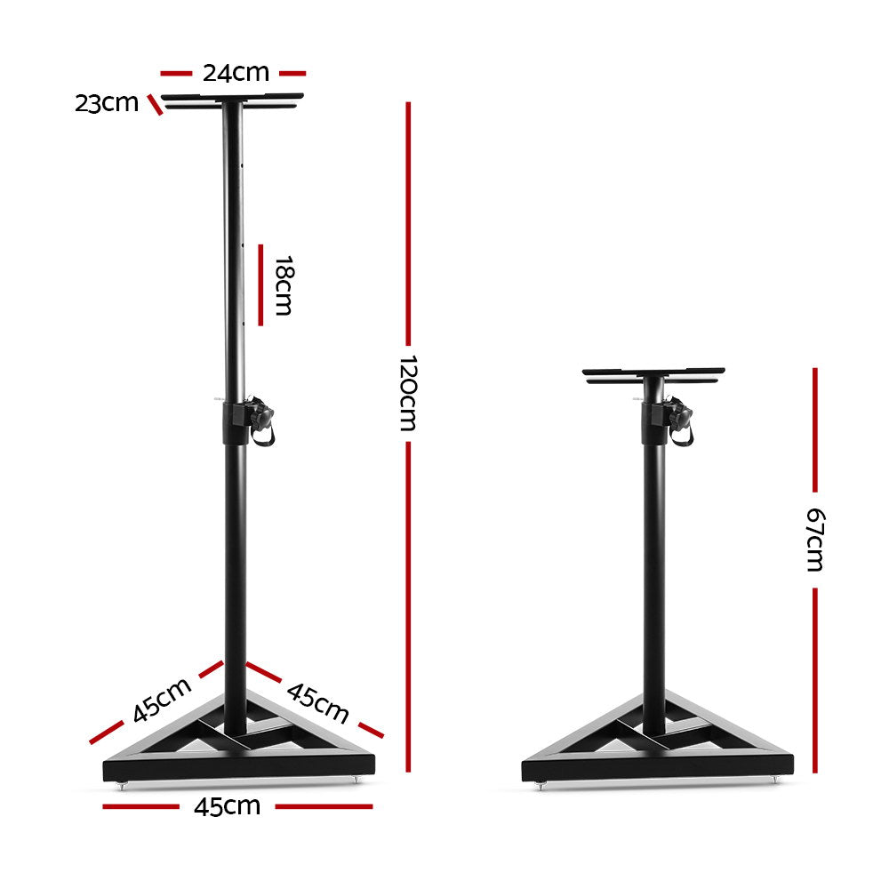Set of 2 120CM Surround Sound Speaker Stand - Black Does not apply