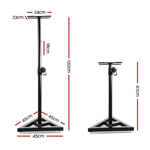 Set of 2 120CM Surround Sound Speaker Stand - Black Does not apply