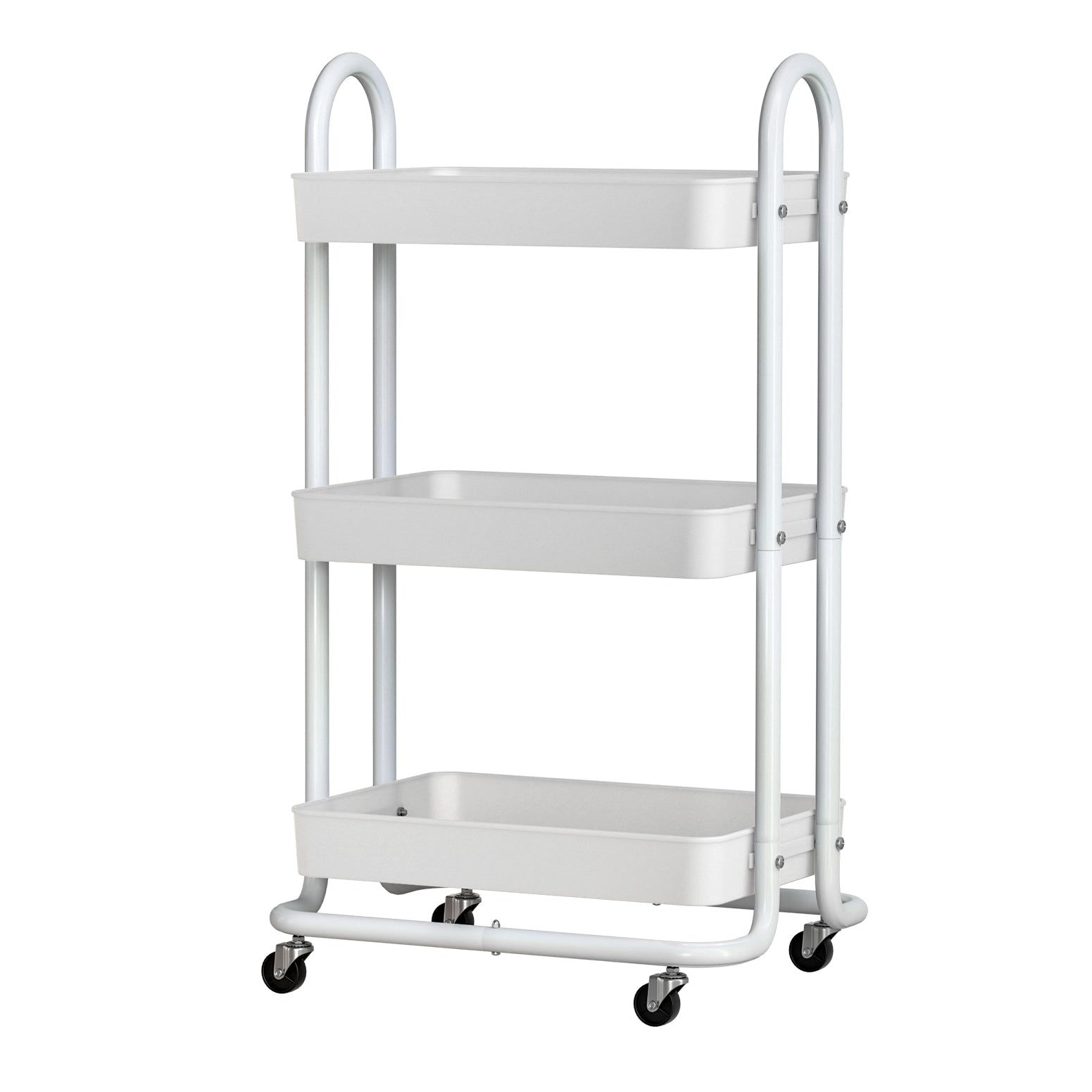 Artiss Storage Trolley Kitchen Cart 3 Tiers Rack Shelf Organiser Wheels White Artiss