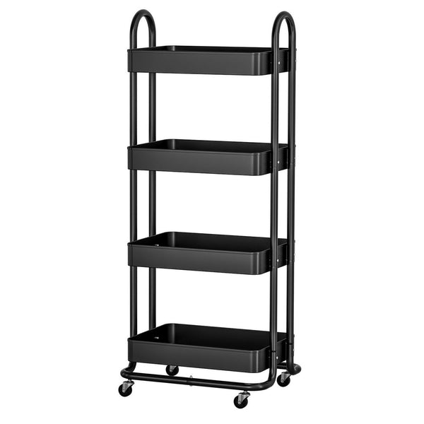 Artiss Storage Trolley Kitchen Cart 4 Tiers Black Artiss