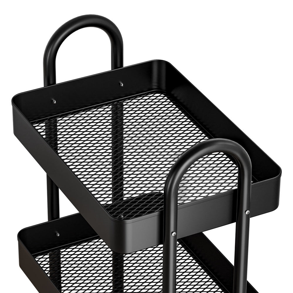 Artiss Storage Trolley Kitchen Cart 4 Tiers Black Artiss
