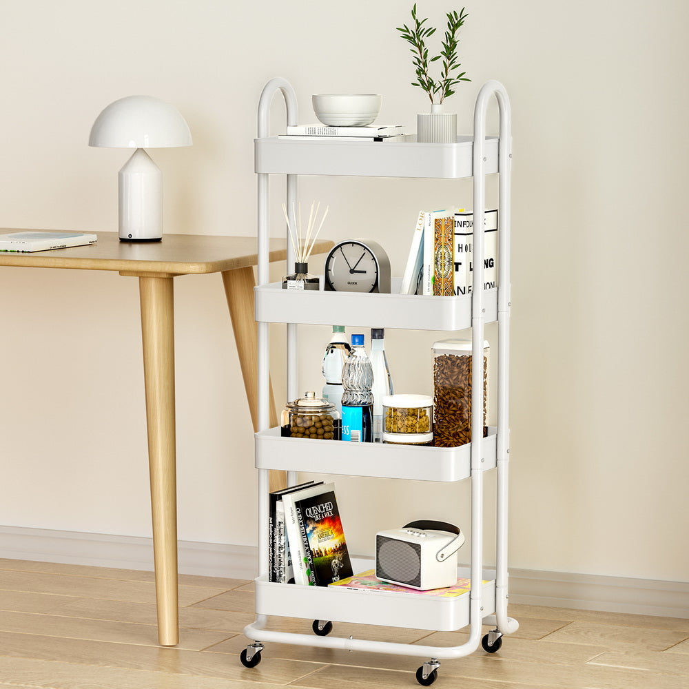 Artiss Storage Trolley Kitchen Cart 4 Tiers White Artiss