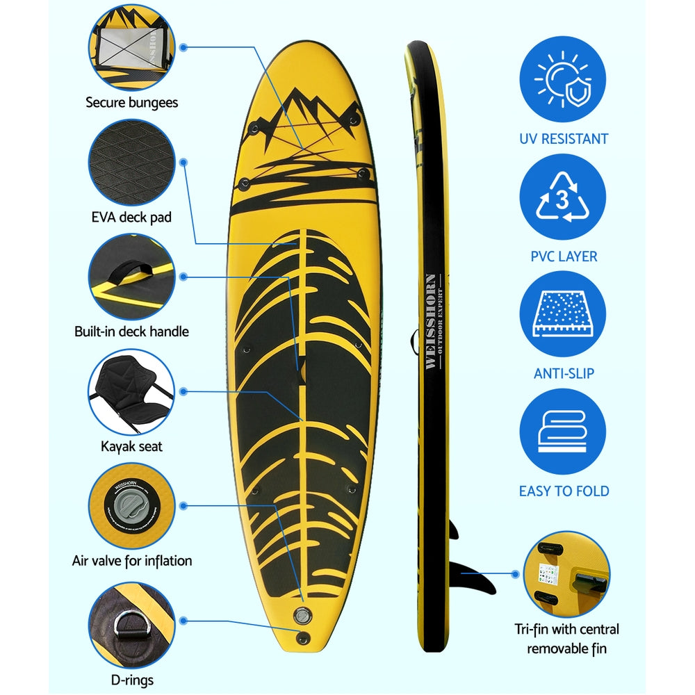 Weisshorn Stand Up Paddle Board Inflatable Kayak SUP Surfboard Paddleboard 10FT Weisshorn