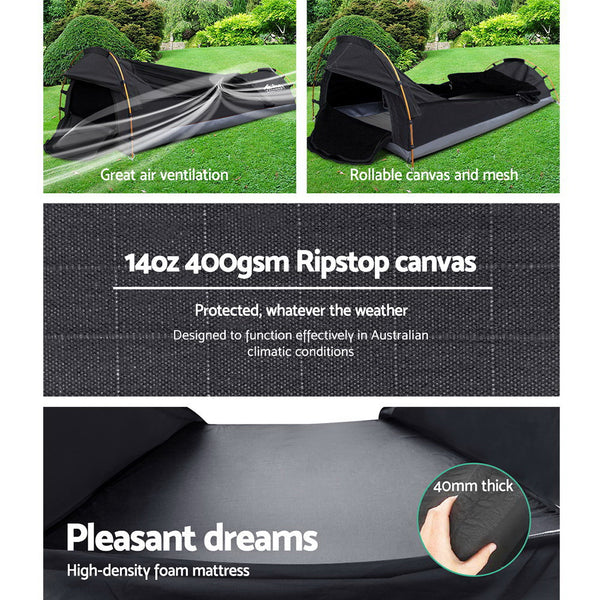 Weisshorn Camping Swags Single Biker Swag Grey Ripstop Canvas freeshipping - Awezingly