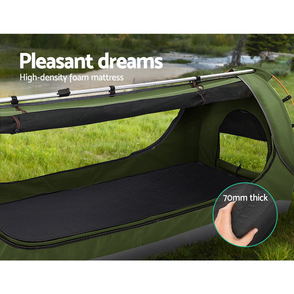 Weisshorn Double Swag Camping Swags Canvas Free Standing Dome Tent Celadon Weisshorn