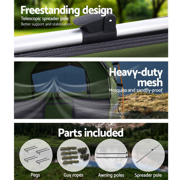 Weisshorn Double Swag Camping Swags Canvas Free Standing Dome Tent Celadon Weisshorn