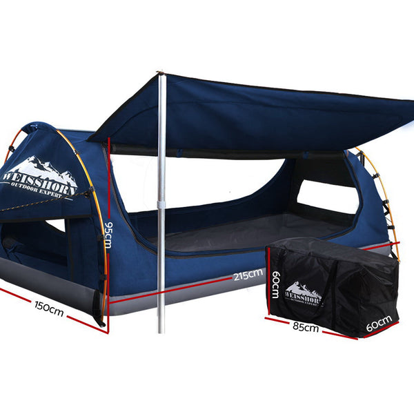 Weisshorn Double Swag Camping Swags Canvas Free Standing Dome Tent Dark Blue freeshipping - Awezingly