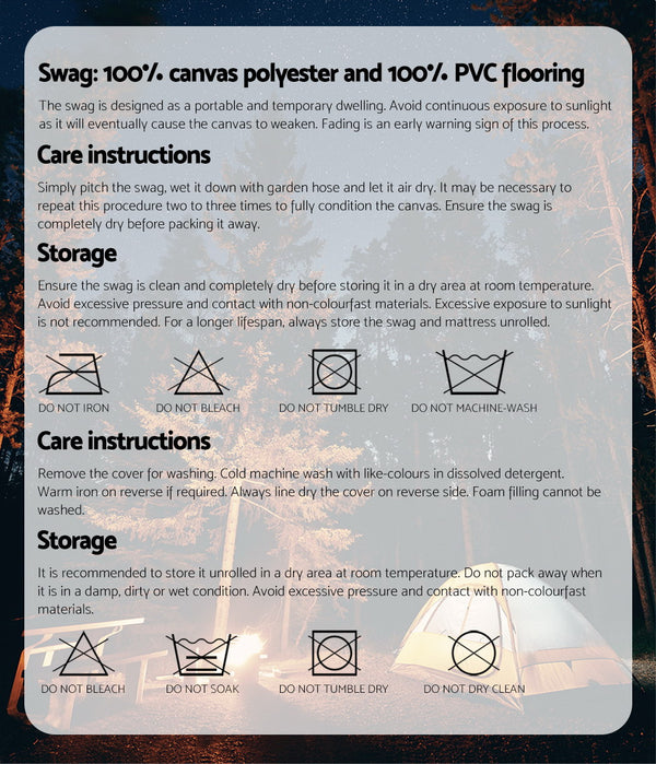 Weisshorn Double Swag Camping Swags Canvas Free Standing Dome Tent Dark Blue freeshipping - Awezingly