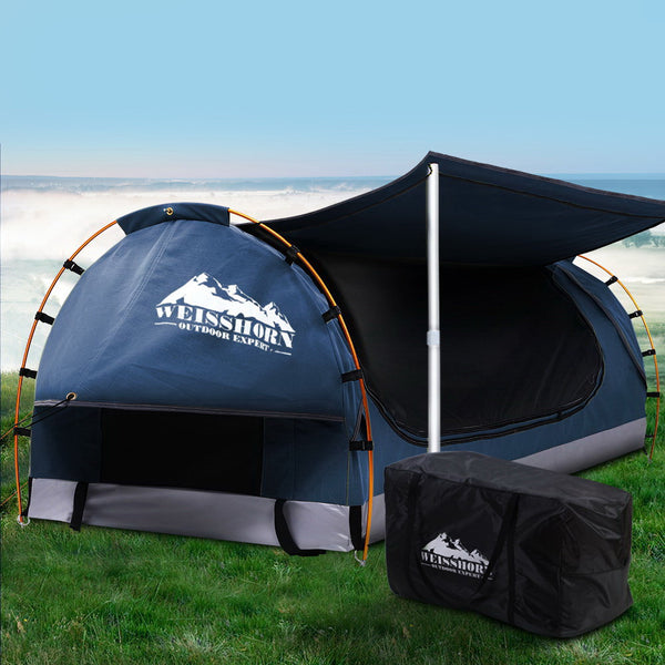 Weisshorn Double Swag Camping Swags Canvas Free Standing Dome Tent Dark Blue freeshipping - Awezingly