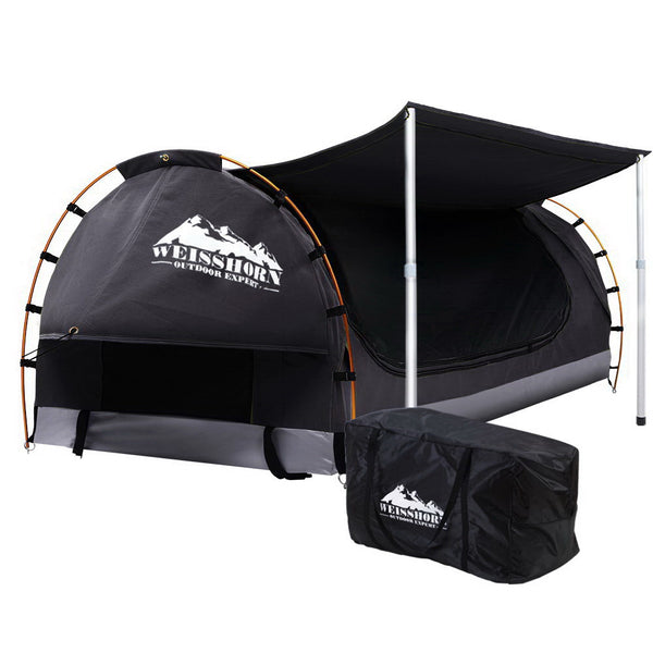 Weisshorn Double Swag Camping Swags Canvas Free Standing Dome Tent Dark Grey freeshipping - Awezingly