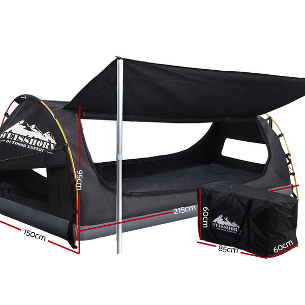 Weisshorn Double Swag Camping Swags Canvas Free Standing Dome Tent Dark Grey freeshipping - Awezingly