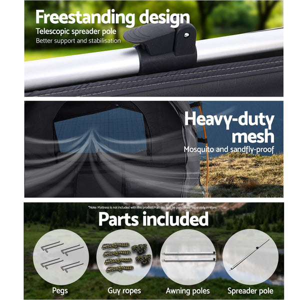 Weisshorn Double Swag Camping Swags Canvas Free Standing Dome Tent Dark Grey freeshipping - Awezingly