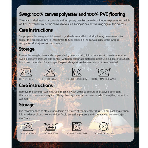 Weisshorn Double Swag Camping Swags Canvas Free Standing Dome Tent Dark Grey freeshipping - Awezingly