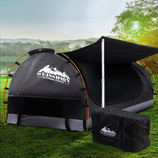 Weisshorn Double Swag Camping Swags Canvas Free Standing Dome Tent Dark Grey freeshipping - Awezingly