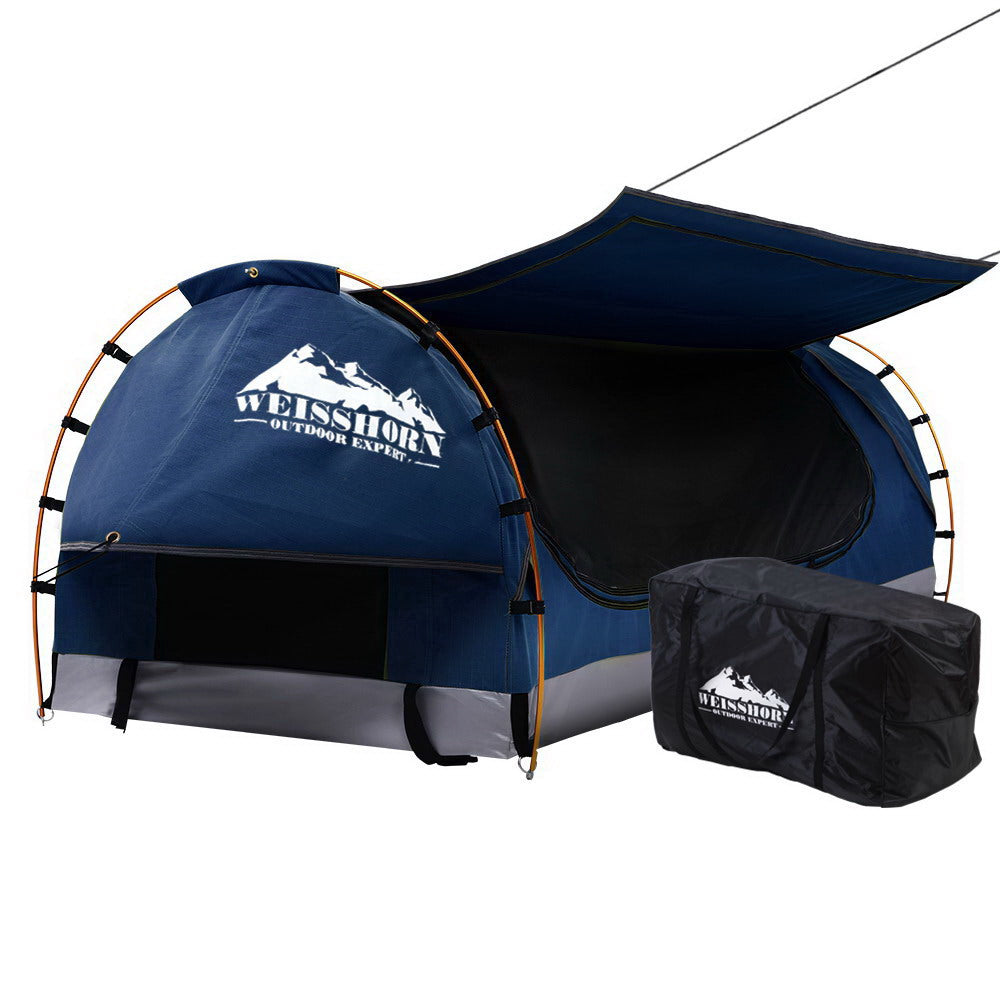 Weisshorn Swag King Single Camping Canvas Free Standing Swags Blue Dome Tent Weisshorn