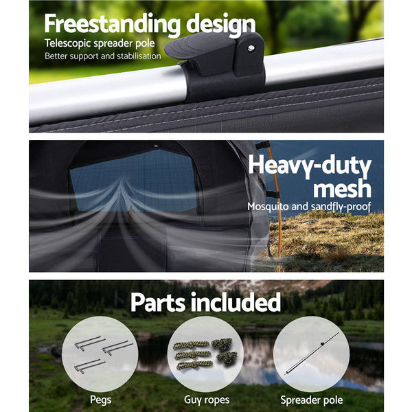 Weisshorn Swag King Single Camping Swags Canvas Free Standing Tent Dome Grey Weisshorn